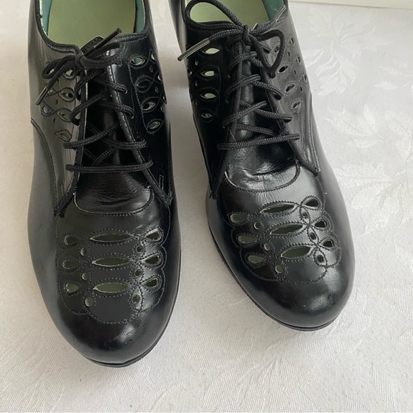 Vintage 1940s Black Leather Granny Shoe NOS Size 8 - Picture 7 of 17